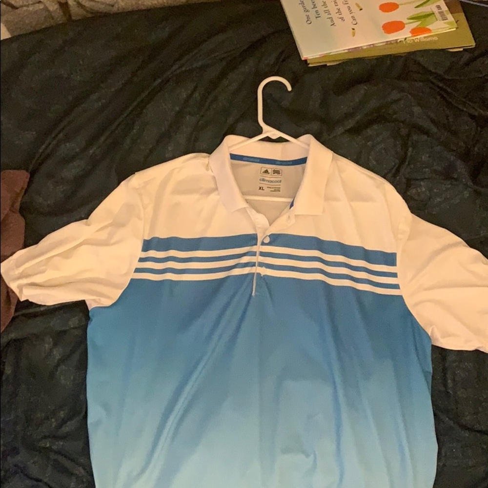 Adidas white/blue polo